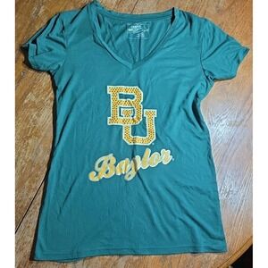 Baylor Bears Slim Fit Womens Shirt Size Large V-Neck Rhinestones